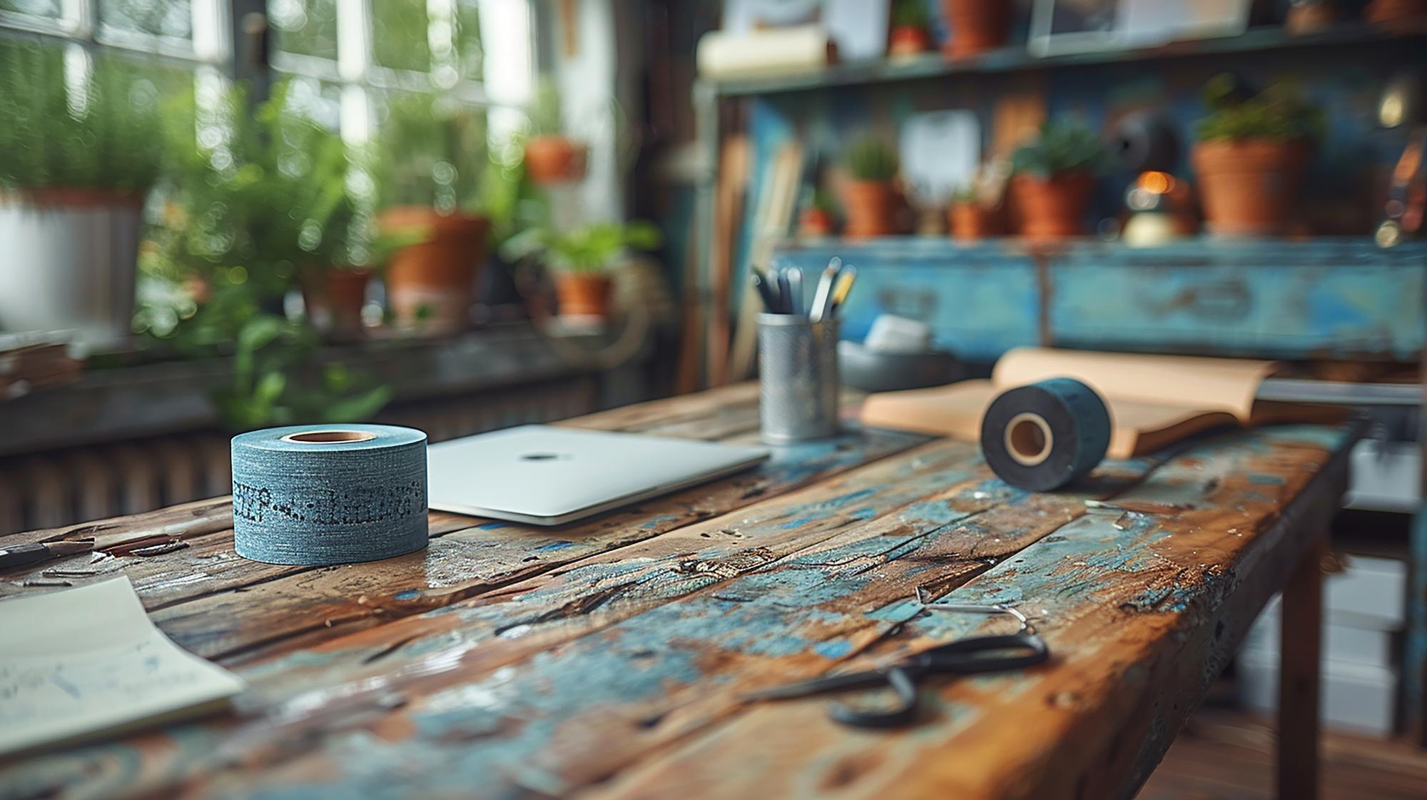 Atelier cu mese de lucru și materiale pentru broderie